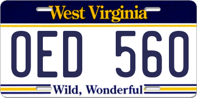 WV license plate OED560