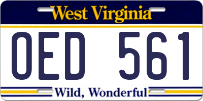 WV license plate OED561