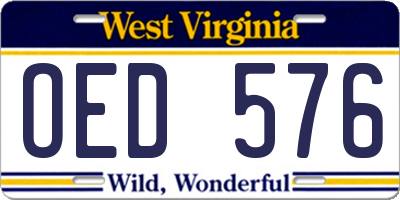 WV license plate OED576