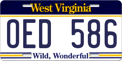 WV license plate OED586