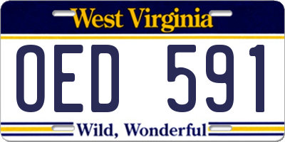 WV license plate OED591