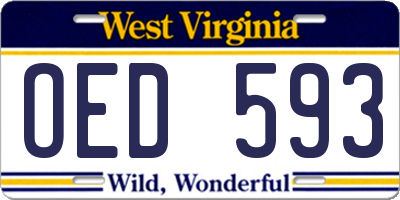 WV license plate OED593