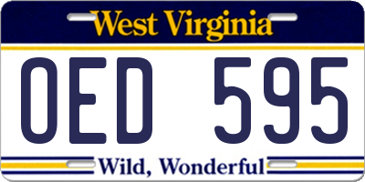WV license plate OED595