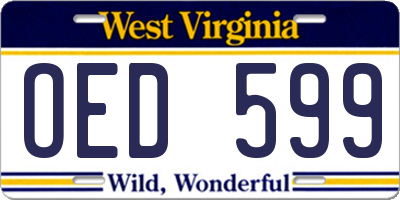 WV license plate OED599