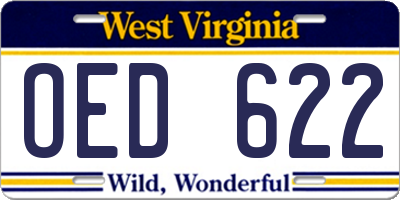 WV license plate OED622