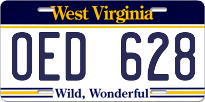WV license plate OED628