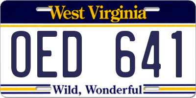 WV license plate OED641