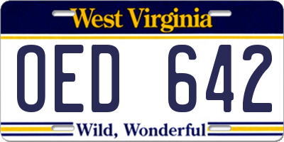 WV license plate OED642