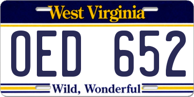 WV license plate OED652
