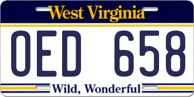 WV license plate OED658