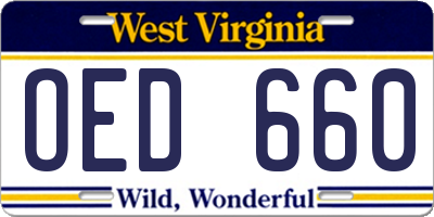 WV license plate OED660