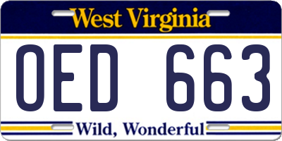 WV license plate OED663