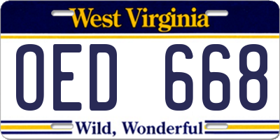 WV license plate OED668
