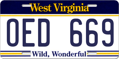 WV license plate OED669