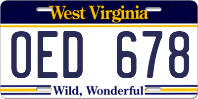 WV license plate OED678