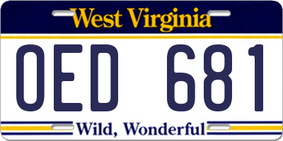 WV license plate OED681