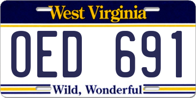 WV license plate OED691