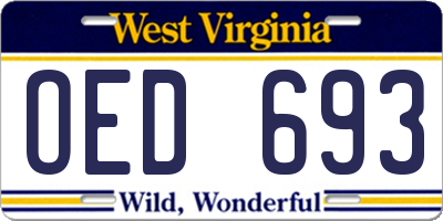 WV license plate OED693