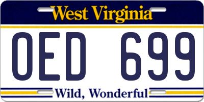 WV license plate OED699