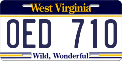 WV license plate OED710