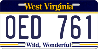 WV license plate OED761