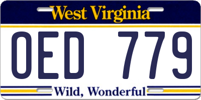 WV license plate OED779