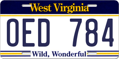 WV license plate OED784