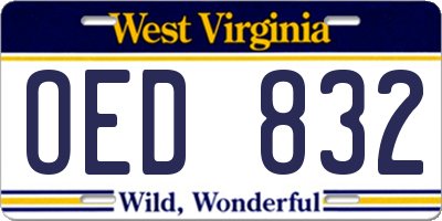 WV license plate OED832