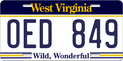 WV license plate OED849