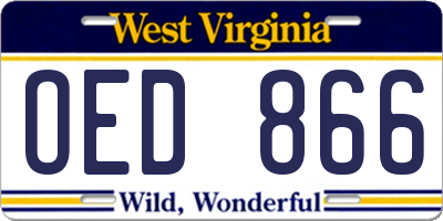 WV license plate OED866