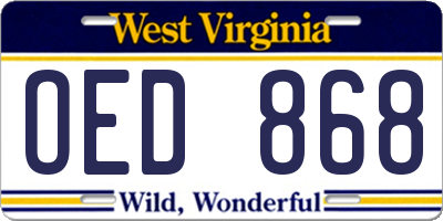 WV license plate OED868