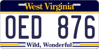 WV license plate OED876