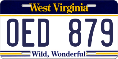 WV license plate OED879