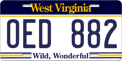 WV license plate OED882