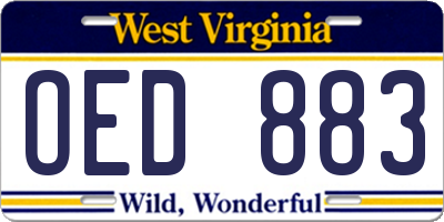 WV license plate OED883