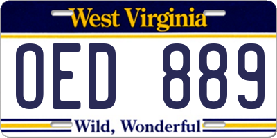 WV license plate OED889
