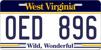 WV license plate OED896