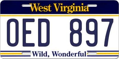 WV license plate OED897