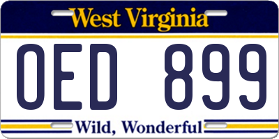 WV license plate OED899