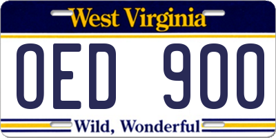 WV license plate OED900