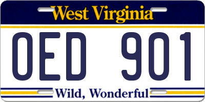 WV license plate OED901