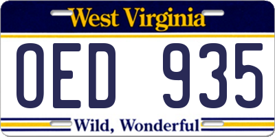 WV license plate OED935
