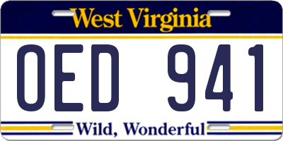 WV license plate OED941
