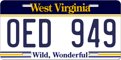 WV license plate OED949