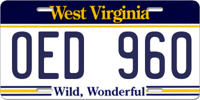 WV license plate OED960