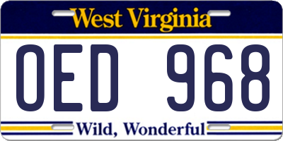 WV license plate OED968
