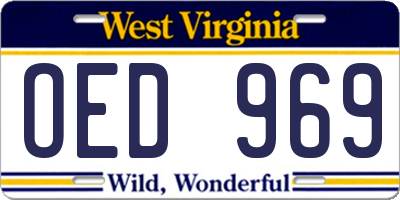 WV license plate OED969