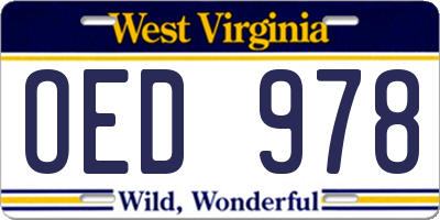 WV license plate OED978