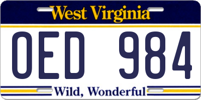 WV license plate OED984