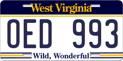 WV license plate OED993